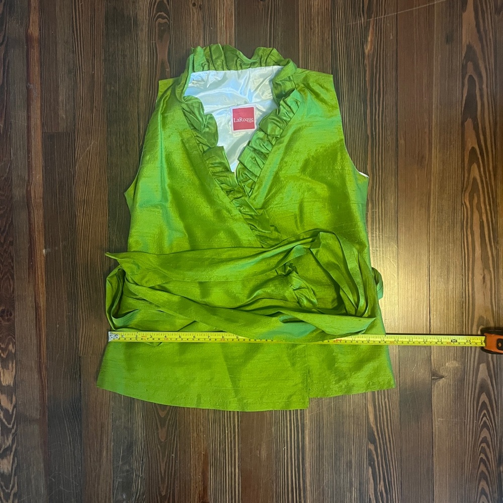 Lime Green Ruffled Blouse - Picture 2 of 5